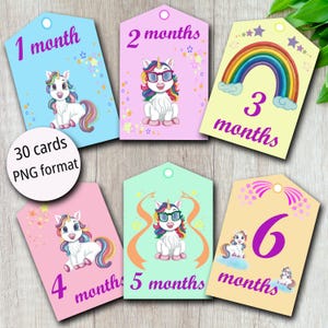 Cartes jalons bébé licorne - Capturez chaque moment précieux !