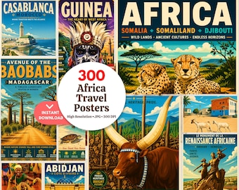 300 Vintage Africa Travel Poster Bundle | Vintage African Countries Wall Art Set (Digital Download)