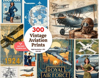 300 oeuvres d'art vintage des compagnies aériennes et de l'âge d'or de l'aviation | Lot d'affiches de compagnies aériennes | Téléchargement instantané