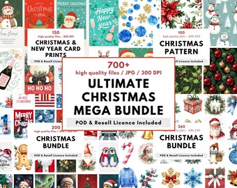 Christmas Mega Bundle | Holiday Cards, Clipart & Printables (Digital Download)