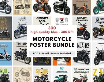 300 affiches de moto | Impressions de vélos vintage et modernes
