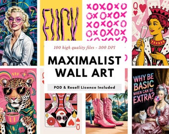 100 Trendy Maximalist Wall Art Set – Eclectic Gallery Prints (Digital Download)
