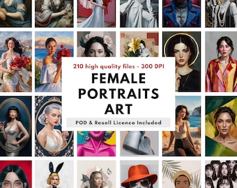Lot de 210 portraits féminins vintage – Illustrations glamour rétro (Téléchargement numérique)