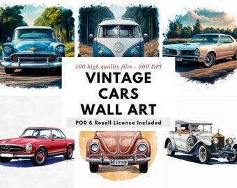 Láminas de arte de coches clásicos – Pósteres automovilísticos retro (Descarga digital)