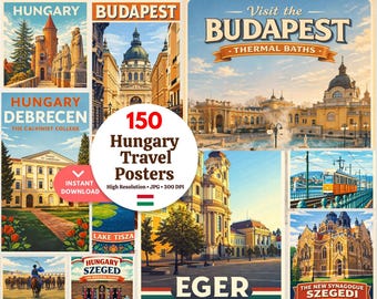 150 Hungary Travel Posters Bundle, Vintage Hungary Wall Art Prints, Printable Budapest & Cities Decor
