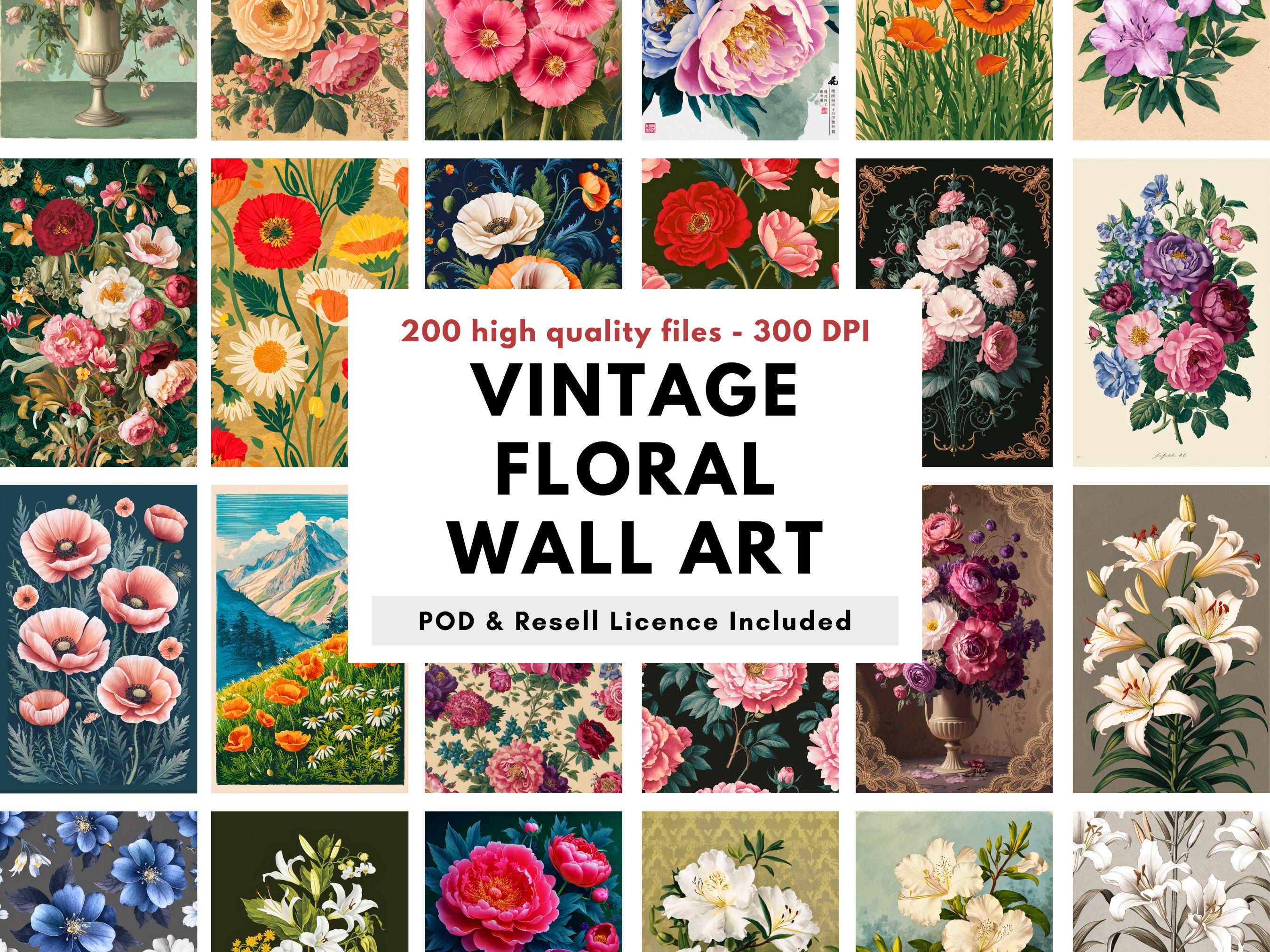 200 Vintage Floral Prints: Botanical Wall Art Set (digital Download ...