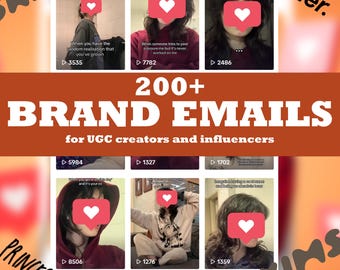 200+ UGC Brand Email Contact List | For UGC, Content Creators, & Influencers | Fashion, Beauty, Lifestyle, Personal Branding | Social Media