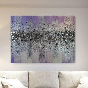 Amethyst Purple Glitter & Glass Wall Art, Glitter Wall Art, Glitter Painting, Glitter Glass Art, Crushed Glass Wall Art, Purple Glitter Art
