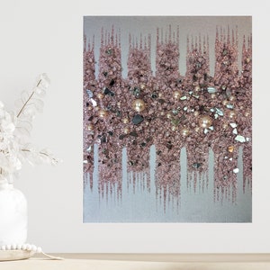 Pink and Silver Glam Glitter Glass Wall Art, Glass Wall Art, Pink Wall Art, Pink Decor, Blush Wall Art, Blush Decor, Blush Glitter Art