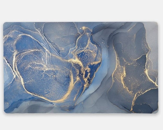 Desk Mat, Marble Desk Mat, Blue Marble Desk Mat, Large Mouse Pad, Blue ...