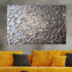 Silver Texture Painting, Abstract Painting, Metallic Painting, Silver Painting, Texture Painting, Minimalist Art, Textured Wall Art