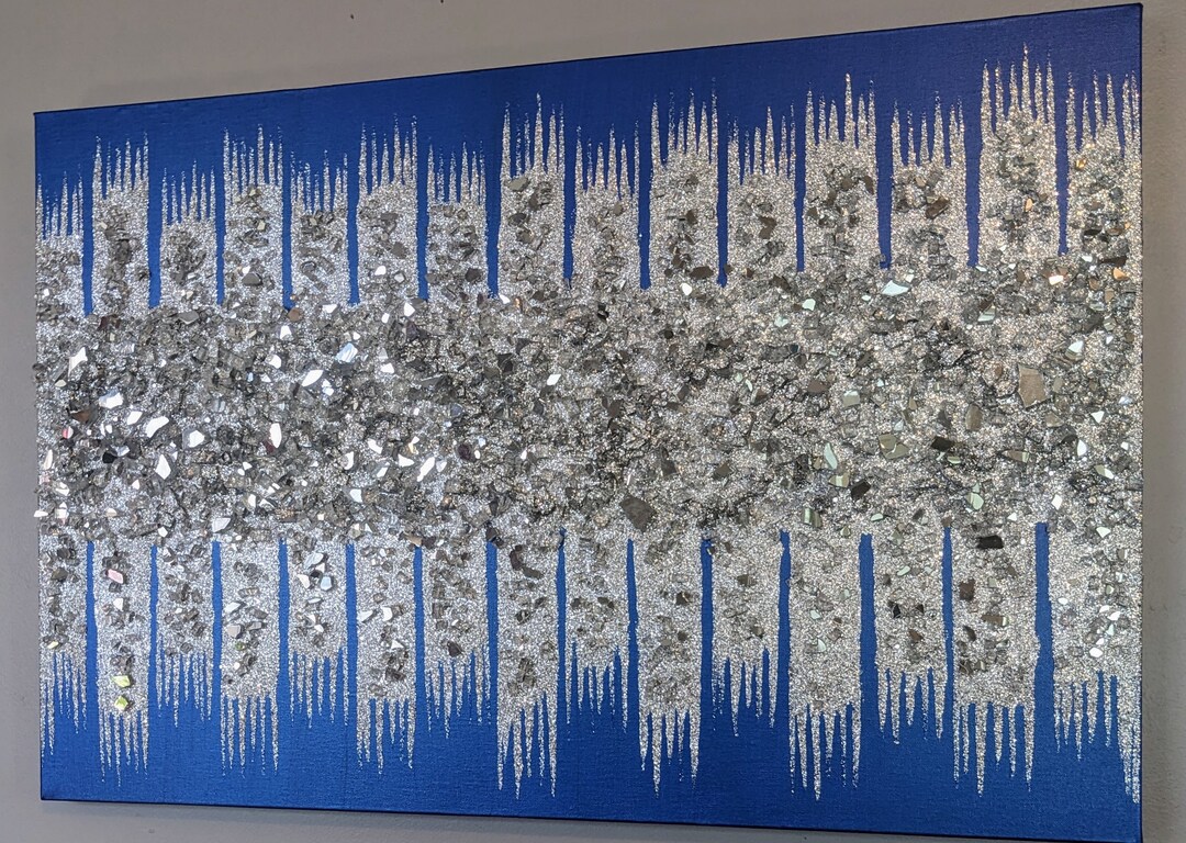 Royal Blue Glam Glitter & Glass Painting, Royal Blue Glitter Glass