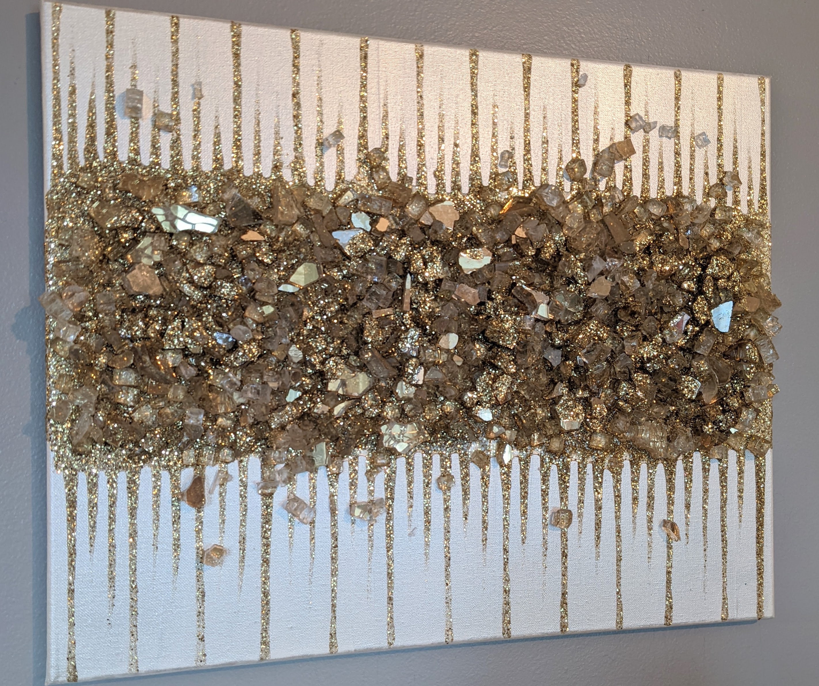 Glitter Painting Glitter Art Gold Glitter Glass Painting - Etsy