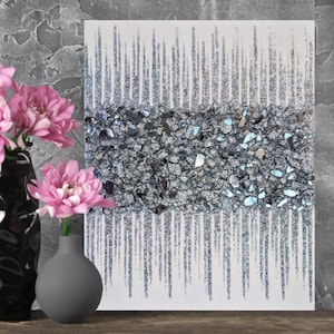 Silver Glam Glass Glitter Wall Art, Silver Glitter Glass Painting, Glitter Painting, Glitter Art,  Silver Glitter Art, Glitter Art