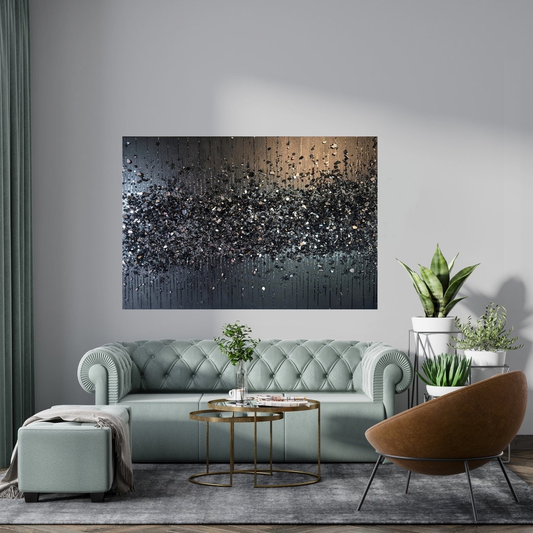 Black Glitter Painting, Black Glitter Art, Black Glitter Glass Painting