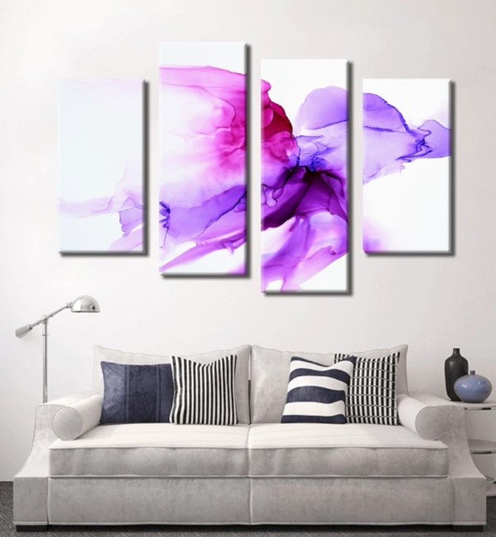 Purple Abstract Art Purple Wall Art Large Purple Art Large Etsy