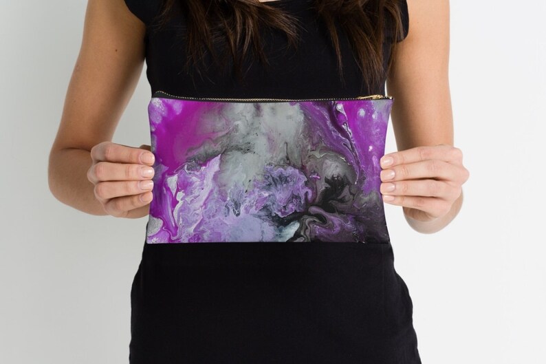 Key Holder Art Coin Purse Coin Purse Purple Art Art Pouch Art Wallet Card Holder Pouch Purse Wallet Lip Gloss Holder Zipper Pouch