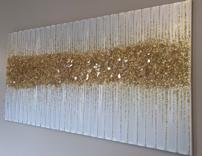 Glitter Painting Glitter Wall Art Glitter Art Gold Etsy