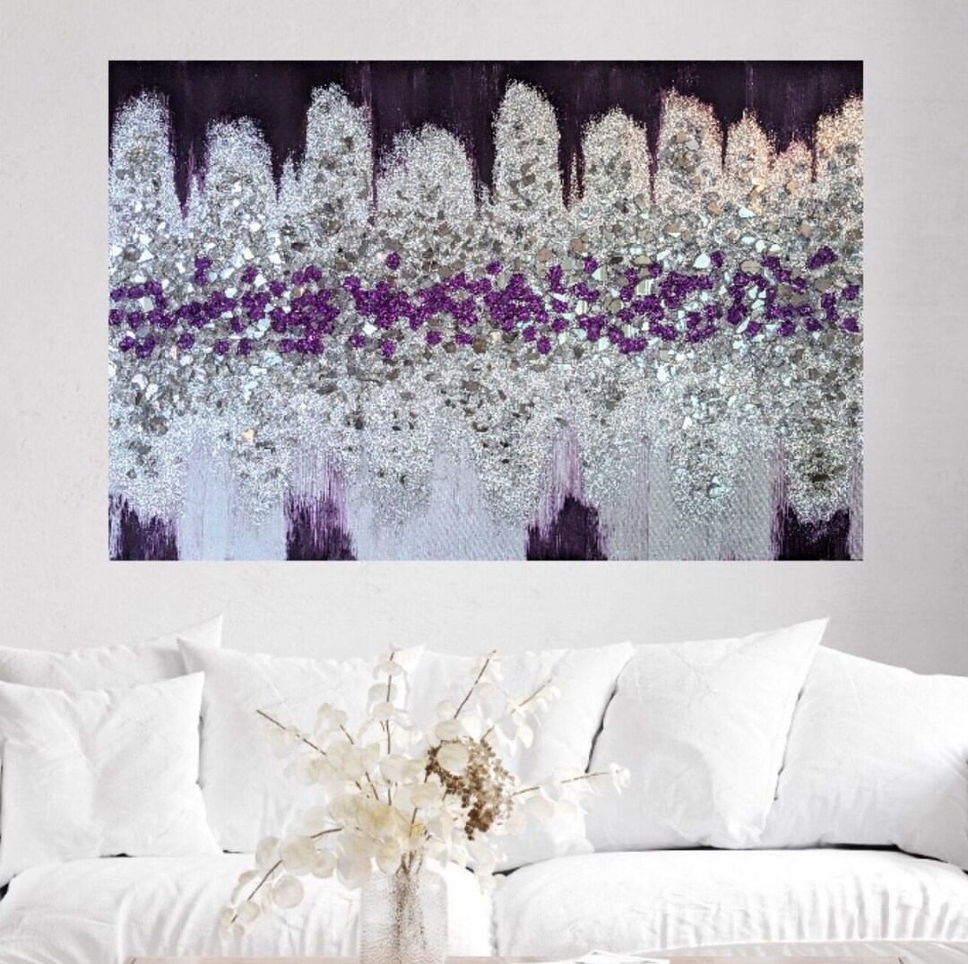 Deep Purple Glam Glitter & Glass Wall Art, Glitter Wall Art, Glitter