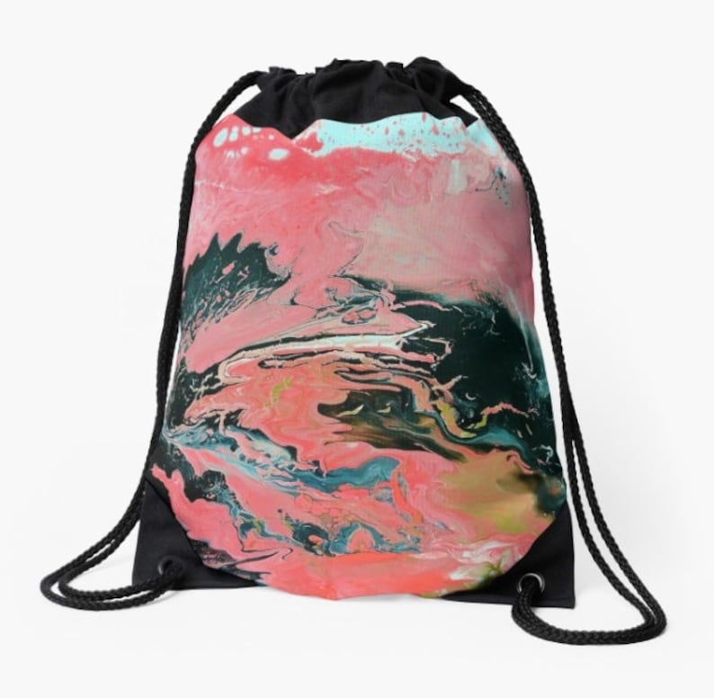 Back Pack Tote Bag Abstract Art Drawstring Bag Painting Drawstring Bag Painting Art Tote Bag Art Drawstring Bag Bag Backpack Coral