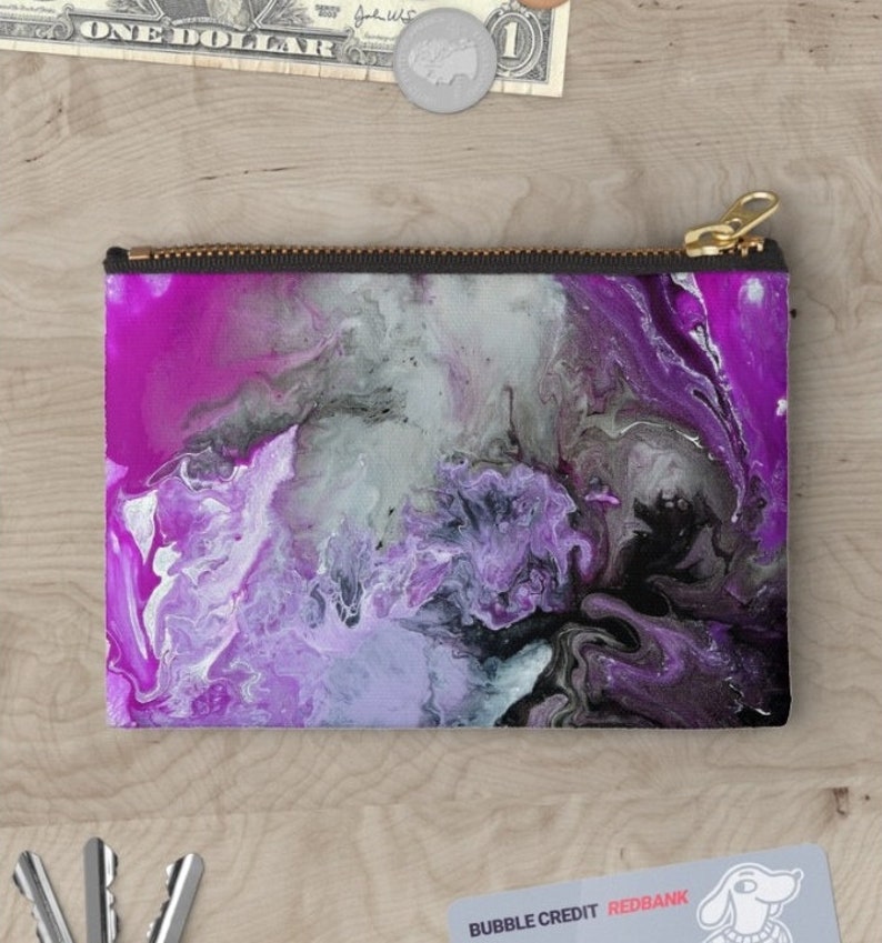 Key Holder Art Coin Purse Coin Purse Purple Art Art Pouch Art Wallet Card Holder Pouch Purse Wallet Lip Gloss Holder Zipper Pouch