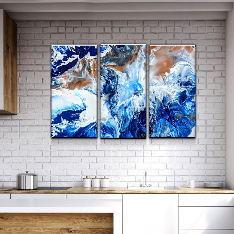 Blue Abstract Art Blue Wall Art Large Blue Art Large Blue Etsy