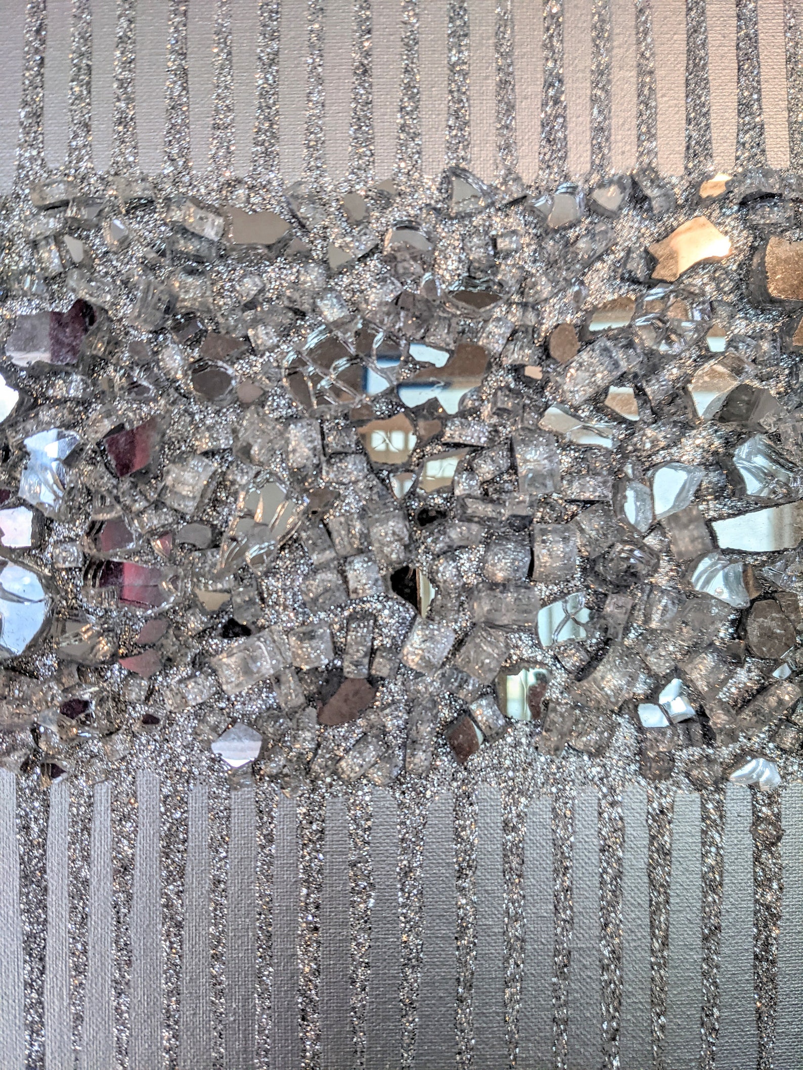 Silver Glam Glitter Wall Art Silver Glitter Glass Painting Etsy