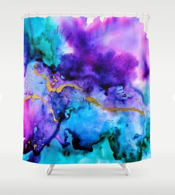 Shower Curtains Shower Curtain Purple Turquoise Shower Etsy