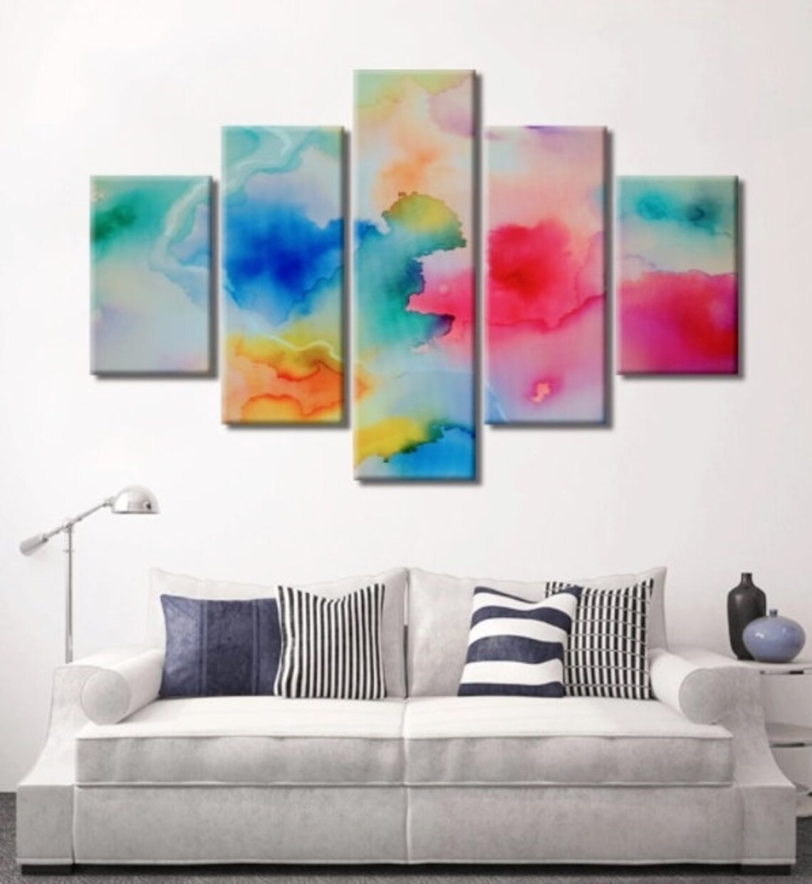 Rainbow Abstract Art Rainbow Wall Art Large Rainbow Art Etsy