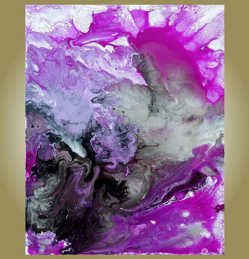 Purple Abstract Painting Original Modern Wall Decor Large Etsy