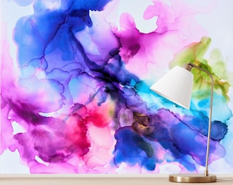 Alcohol Ink Painting on Paper | Original Abstract Ink Art Artwork | &#39;Fairies Among Us&#39; Colorful Purple Blue Pink Modern Art 22&quot; x 17&quot;