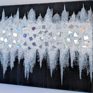 Custom Glam Glitter Glass Wall Art, Choose Your Color Glass Wall Art, All Colors Wall Art, Silver Decor, Bling Decor Painting