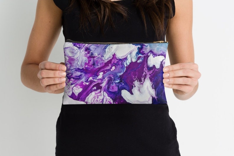 Art Wallet Card Holder Purse Art Pouch Wallet Pouch Zipper Pouch Coin Purse Art Coin Purse Purple Art Lip Gloss Holder Key Holder