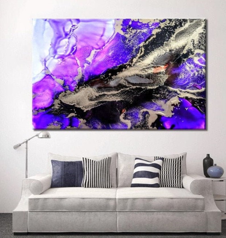 Purple Abstract Art Purple Wall Art Large Purple Art Large Etsy