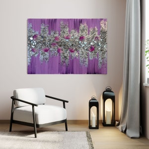 Lavender Fields Glam Wall Art Flower Art Purple Glitter - Etsy
