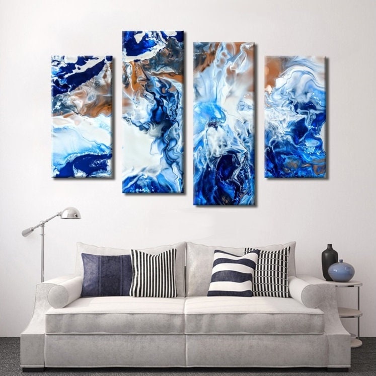 Blue Abstract Art Blue Wall Art Large Blue Art Large Blue Etsy
