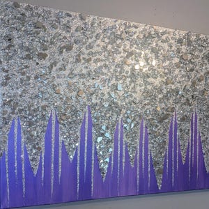 Majestic Purple Glitter & Glass Wall Art, Glitter Wall Art, Glitter Painting, Glitter Glass Art, Crushed Glass Wall Art, Purple Glitter Art