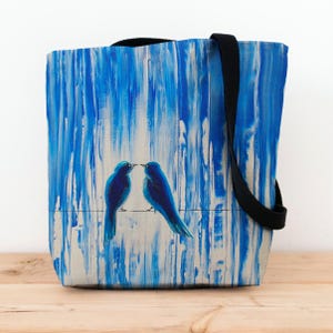 Romantic Bird Tote Bag, Cute Blue Birds Bag, Gift for Her, Love Birds Design, Perfect for Shopping or Everyday Use