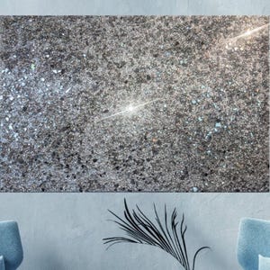 Pure Silver Minimalist Glam Glass & Glitter Wall Art, Glitter Glass Art, Crushed Glass Wall Art, Silver Wall Art, Silver Decor, Simple Art