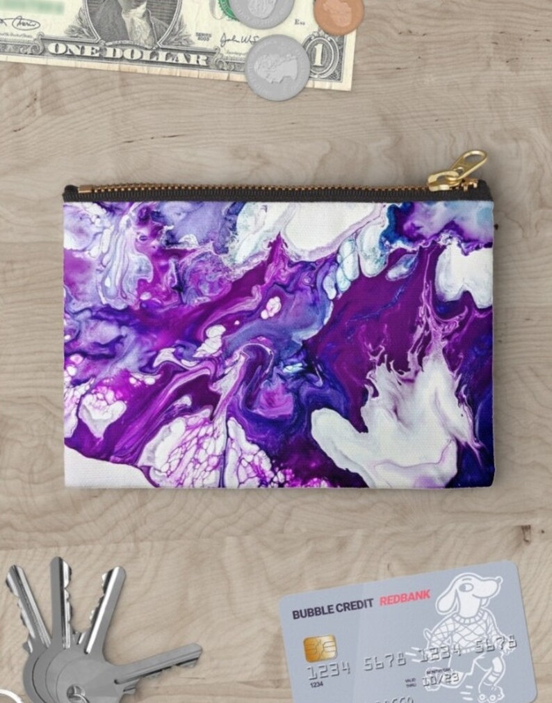 Art Wallet Card Holder Purse Art Pouch Wallet Pouch Zipper Pouch Coin Purse Art Coin Purse Purple Art Lip Gloss Holder Key Holder