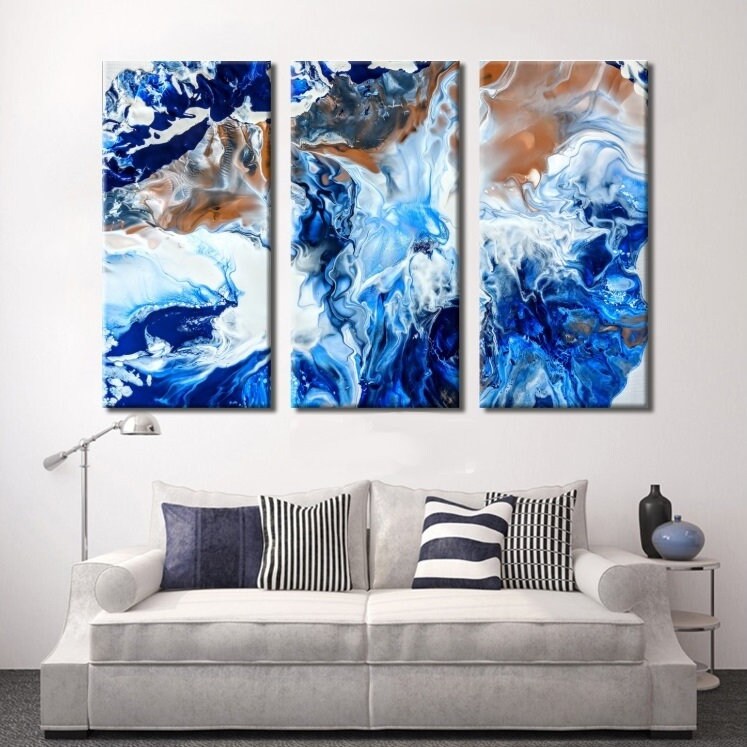 Blue Abstract Art Blue Wall Art Large Blue Art Large Blue Etsy