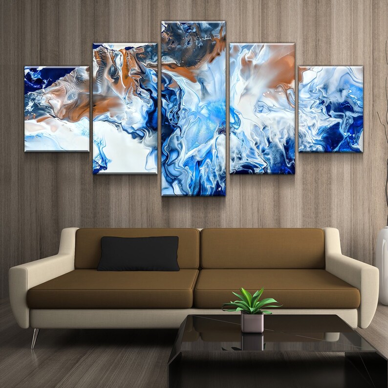 Blue Abstract Art Blue Wall Art Large Blue Art Large Blue Etsy