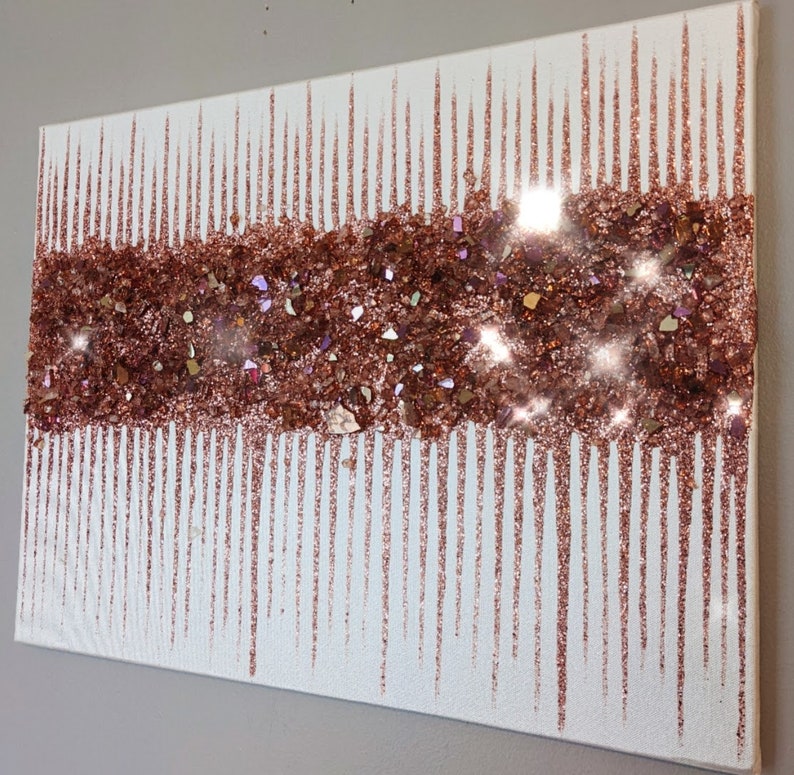 Glitter Painting Glitter Art Rose Gold Glitter Glass Etsy