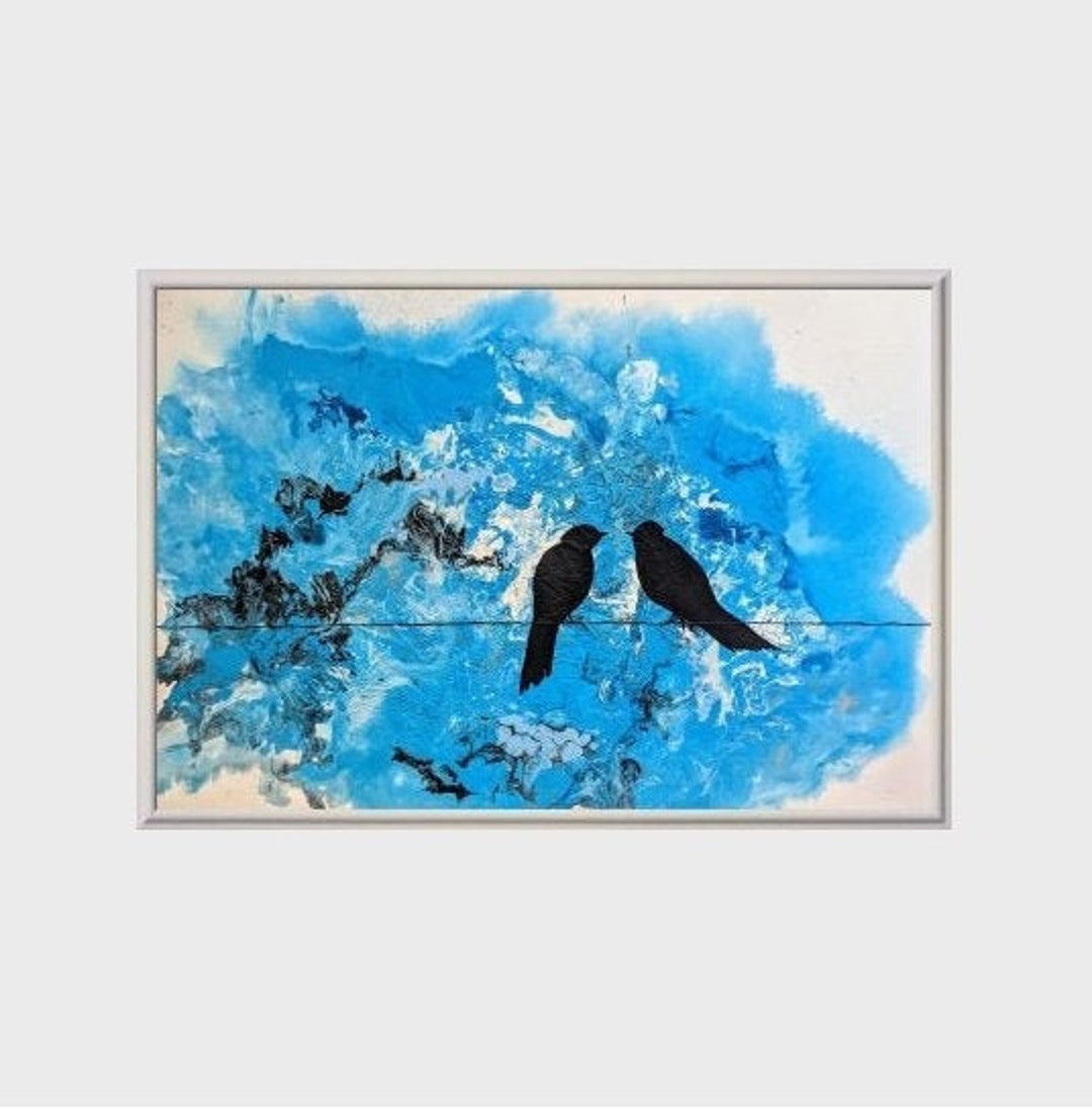 Sky Blue Abstract Painting Original Modern Wall Decor Large Etsy