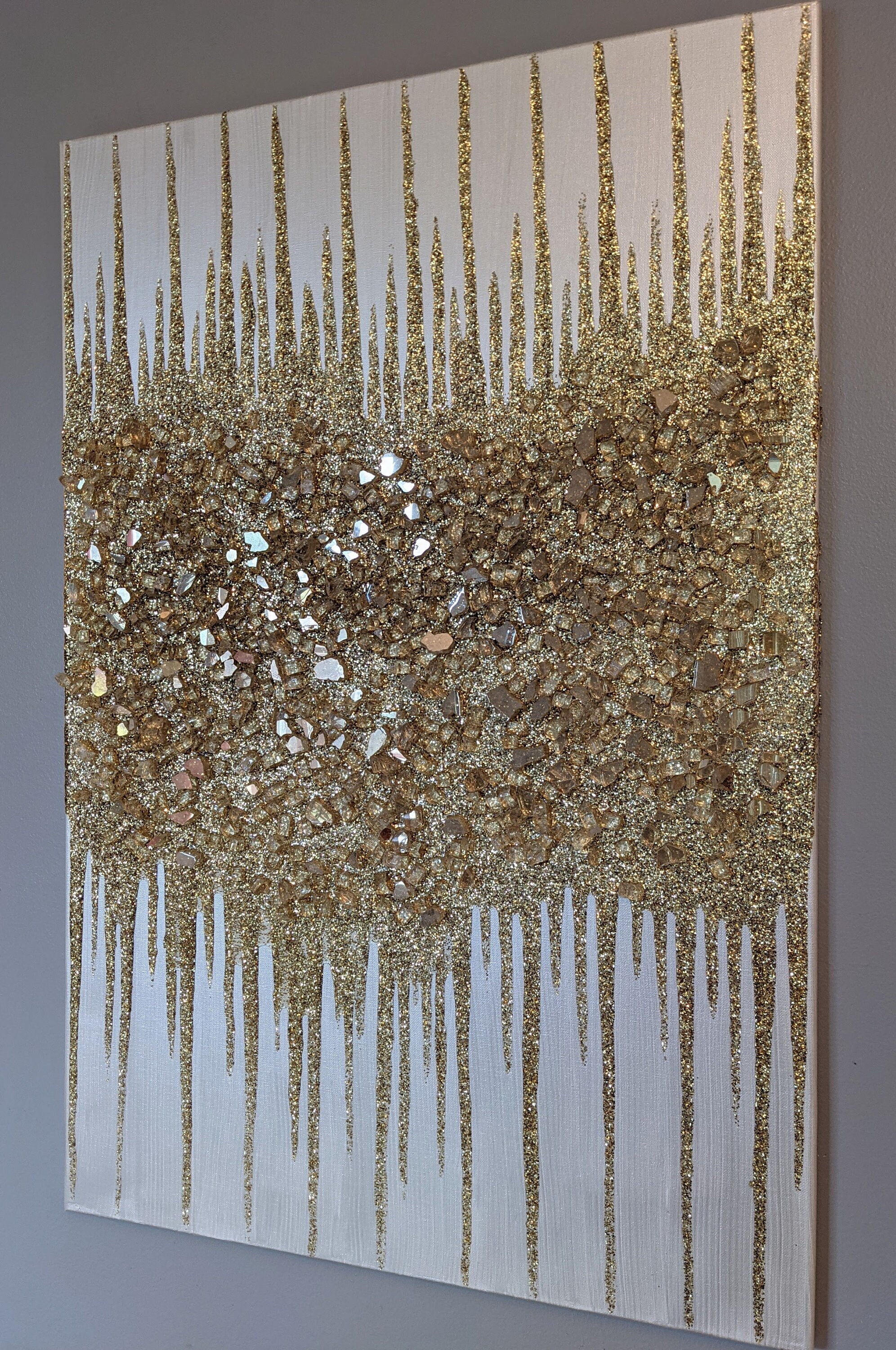 Glitter Painting Glitter Art Gold Glitter Glass Painting | Etsy