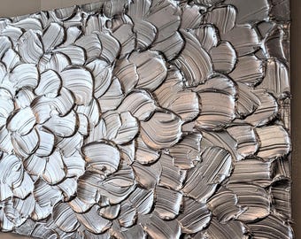 Silver Texture Painting, Abstract Painting, Metallic Painting, Silver Painting, Texture Painting, Minimalist Art, Textured Wall Art