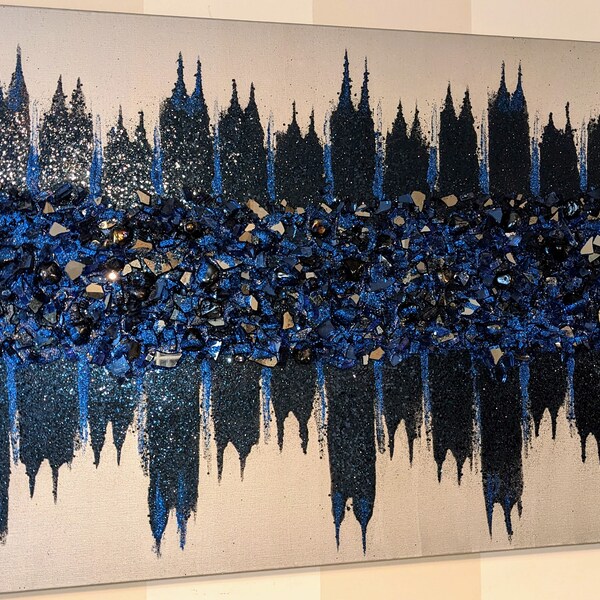 Royal Blue and Grey Wall Decor Etsy