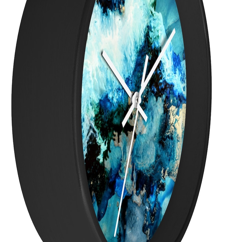 Art Wall Clock Blue Clock Wall Art Abstract Art Abstract Etsy