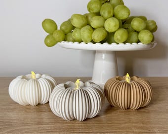 3D Printed Pumpkin Tea Light Holders (Set of 3): Cozy Autumn/Fall Décor