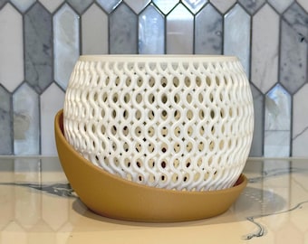 3D Printed Orchid Planter: Modern Airflow Pot with Tray - Multiple Sizes